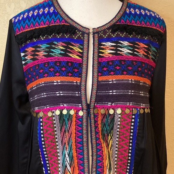 HARPER & SLOANE BLOUSE TOP, Colorful Boho Embroidered Jacket, Size Large - Picture 3 of 6